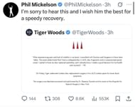 Phil Mickelson reacts to Woods’ Injury update _ Image via X/@PhilMickelson